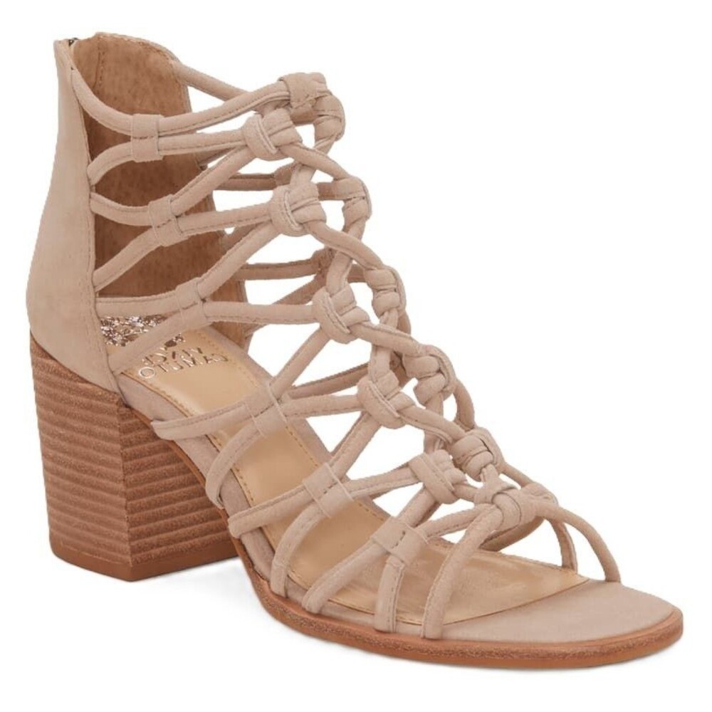 Vince Camuto Karika Cage Sandals Tan Women’s 8.5 Block Heel Pre‑Owned